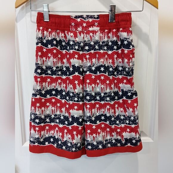 Columbia Red White Blue Patriotic Sandy Shores Board Shorts Trunks Boys 10 12 M - Picture 2 of 6